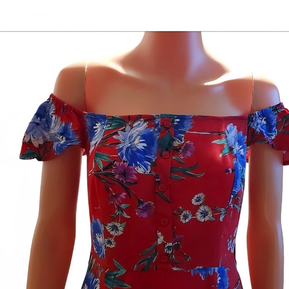 Band of Gypsies Red Floral Maxi Dress - Picture 4 of 7